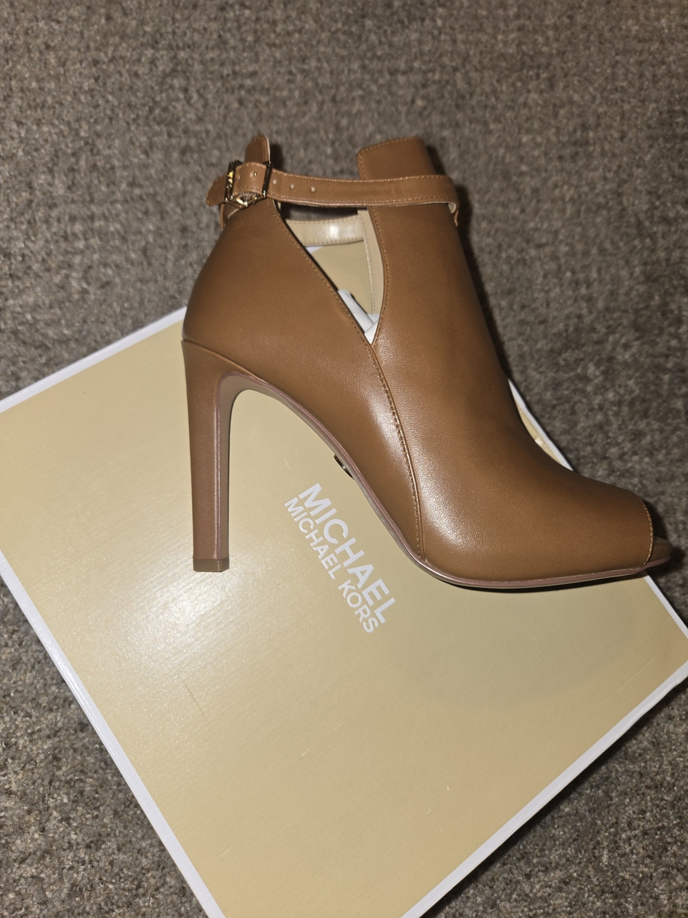 Michael Kors Women's Tan Leather High Heel Ankle Boot